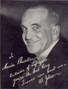 Jolson's regards to Chevalier